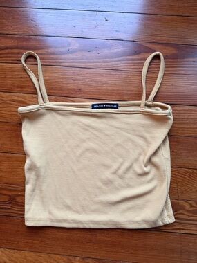 Brandy Melville Light Beige Ribbed Spaghetti Strap Tank